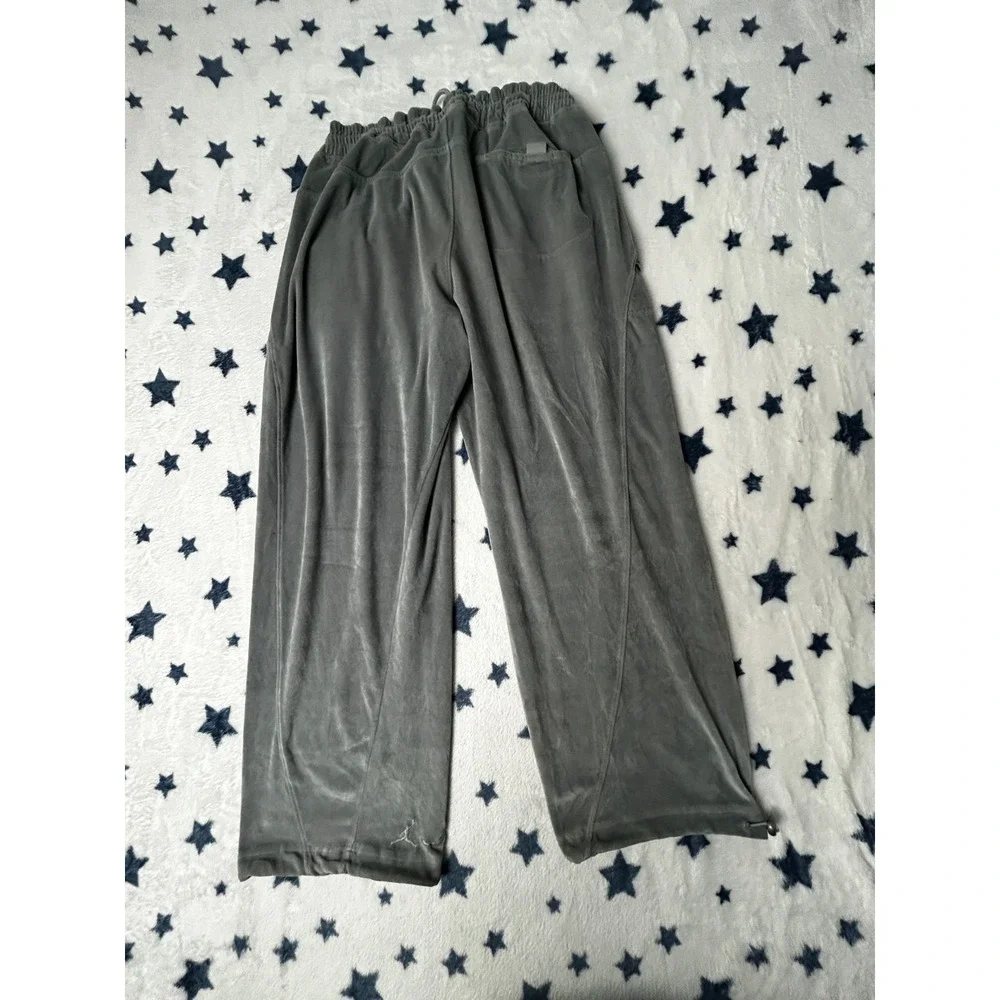 Jordan Velour Track Pants Mens Medium Gray Jogger Drawstring Athletic